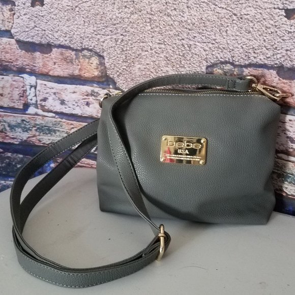 Gray Gold Zip Logo Crossbody Bag - Picture 1 of 6